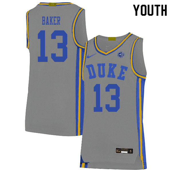 2020 Youth #13 Joey Baker Duke Blue Devils College Basketball Jerseys Sale-Gray